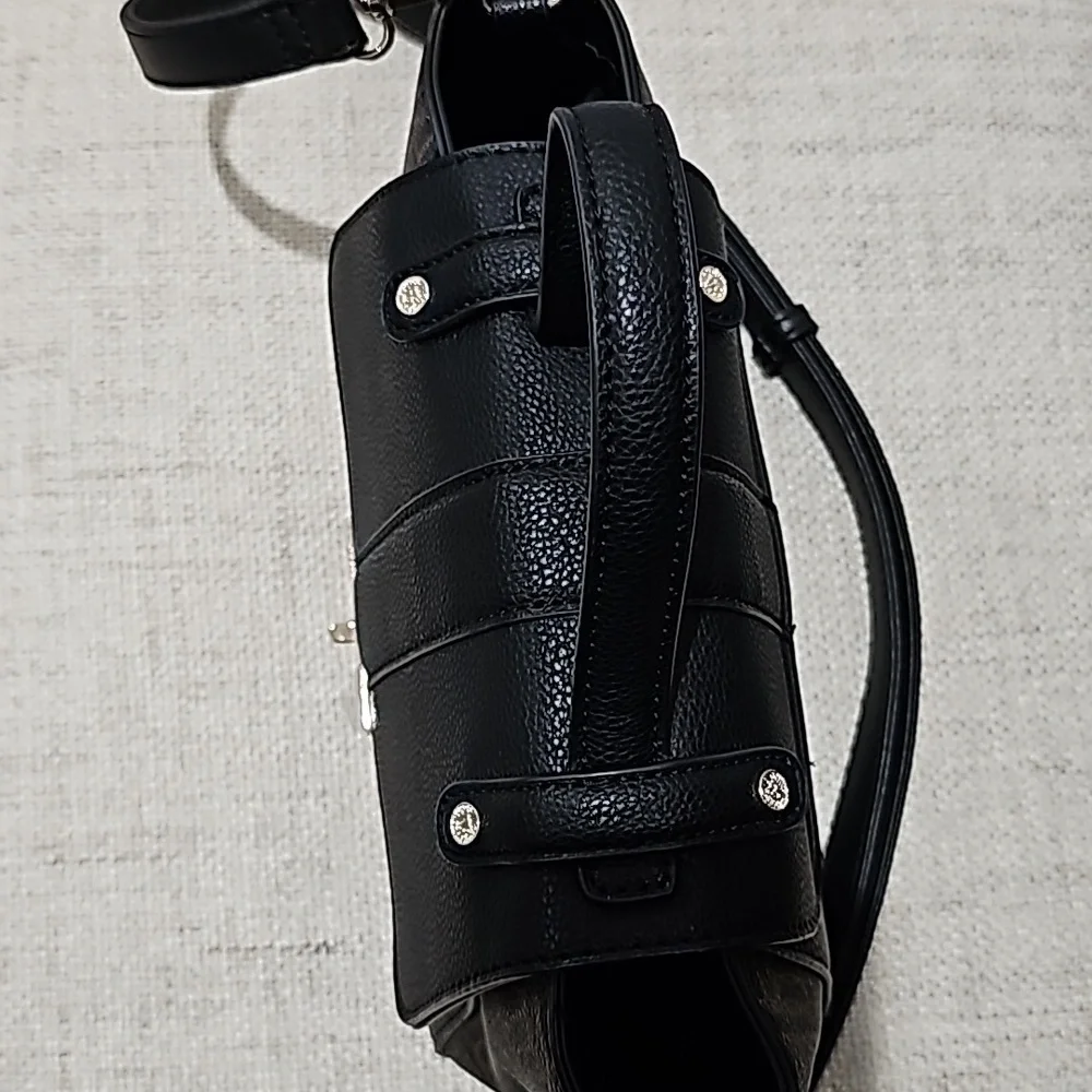 Anne Klein Logo Midi Satchel Black